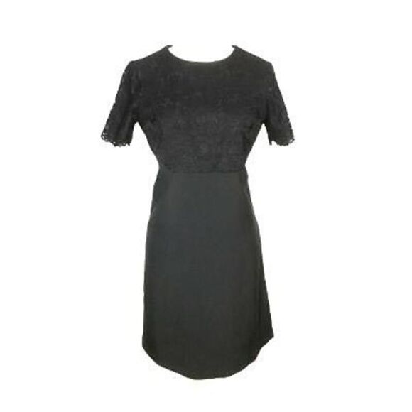 Maggy London 6 Black Dress Lace A-Line Y2K Does 50s Evening Rockabilly Short Sle - Picture 6 of 9
